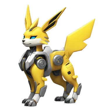 Futuristic mechanical Renamon-Jolteon-Eevee-mecha full body sticker