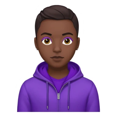 Quincy Brown with dark brown hair, purple outfit sticker
