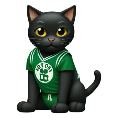black cat wearing Boston Celtics Jersey sticker