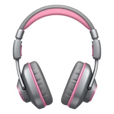 Auriculares cute color gris metal con moña rosa  sticker