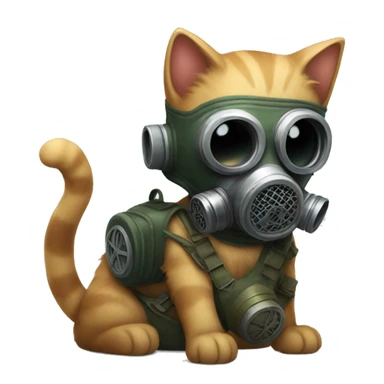 Kitty with Gas Mask sticker