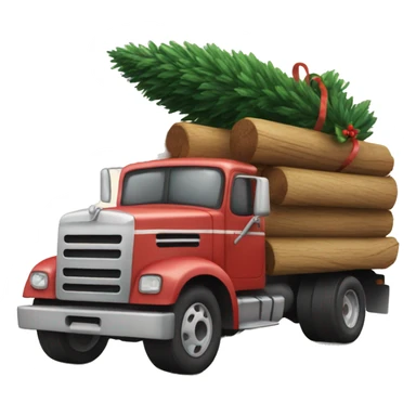 wood truck with a Christmas tree in the back sticker