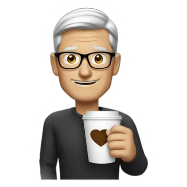 Tim Cook with coffee sticker