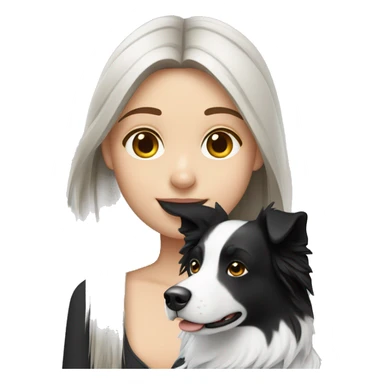 white brunette girl with border collie sticker