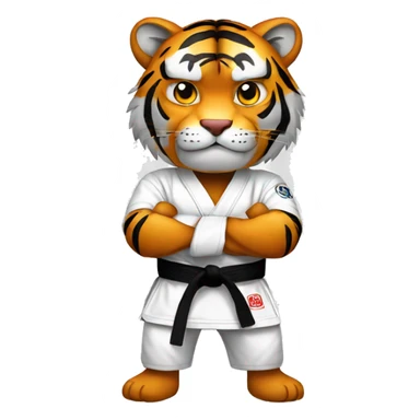 Tiger with evil face  jiu-jitsu black belt with his arms crossed sticker