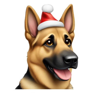 german shepard with a christmas hat sticker