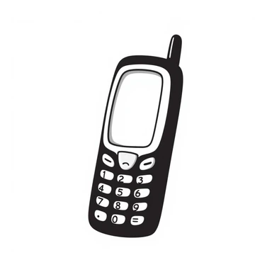 1990s brick cell phone, hand drawn doodle style sticker