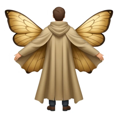 full body man from behind wearing moth wing cloak open back sticker