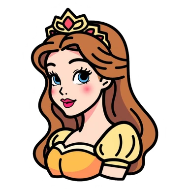 Disney princess with long hair and tiara sticker