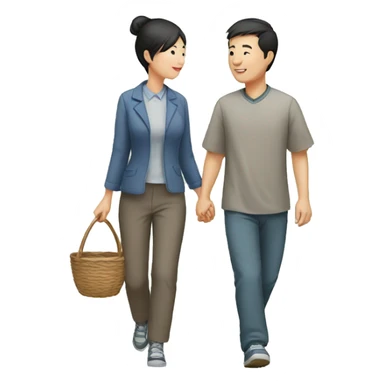 a Chinese couple taking walk sticker