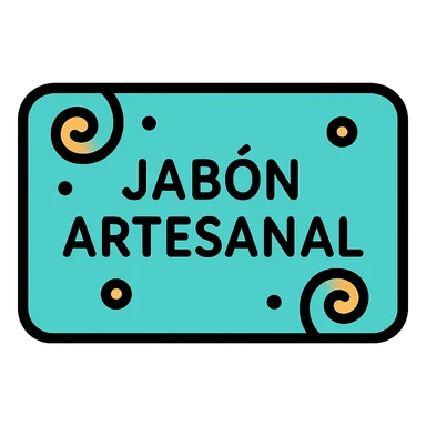 jabon artesanal, estilo icono color, líneas limpias, colores vivos, forma rectangular sticker