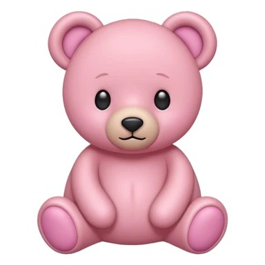 pink teddy bear, flat minimal rounded shapes, simple face, soft pink color, iconic emoji look, no fur texture, no shading sticker