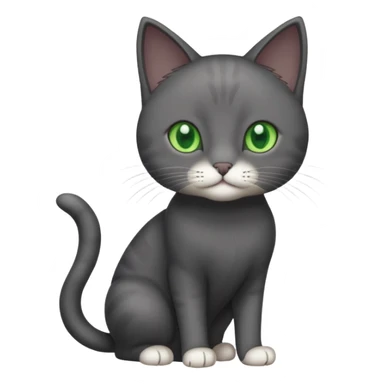 full body solid dark grey cat with green eyes and white paws and white whiskers sticker