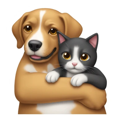 Cat hugging dog sticker