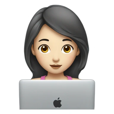 Korean girl with macbook sticker