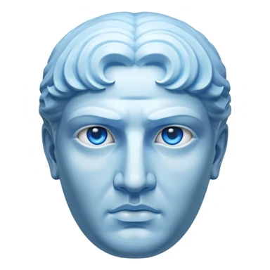 completely white ancient greece marble head sculpture with a blue aura around the background of it sticker