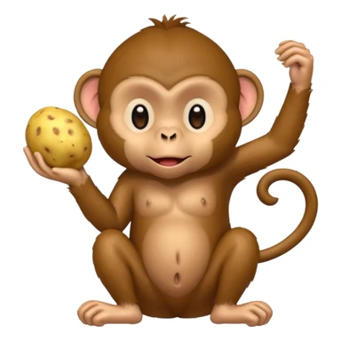 Monkey holding a potato and scratching its head sticker