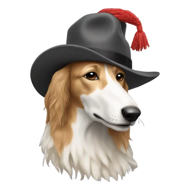 Borzoi with hat sticker