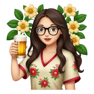 A beautiful brunette with long hair in slippers, glasses, a floral mural on her arm, and a beer in one hand sticker