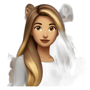 woman, 33 years, long straight hair with balayage,parted on the side, brown eyes sticker