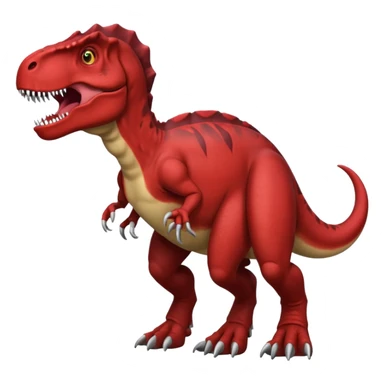 Tyrannosaurus rex with 2 horns on each side of its head 2 small arms 2 legs 1 tail and dark red sticker