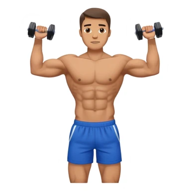 man with blue shorts doing dumbbell lateral-raise (T-pose) side-deltoid exercise sticker