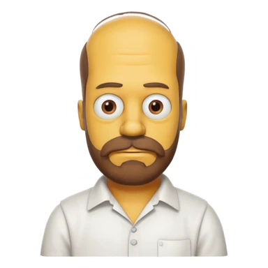 homer simpson white shirt beard an mustache must be one single brown piece not separated sticker