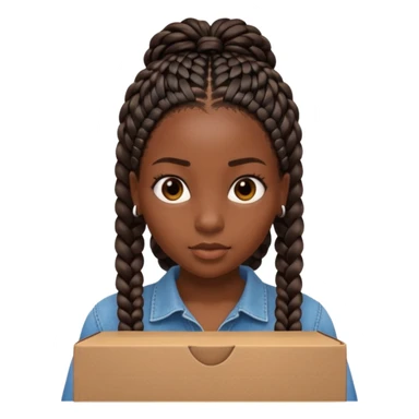 black girl with straight down box braids sticker