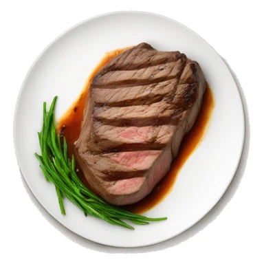 steak dish top view white plate sticker