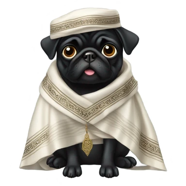 Black pug dress Jewish  sticker