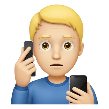 a yellow circle face confused why a hand is showing him a phone sticker