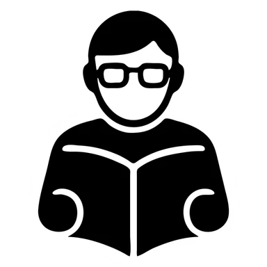 an intellectual person with glasses reading a book sticker