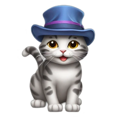 Happy cat with cool hat sticker