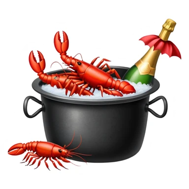 crawfish boil, red crawfish, pot, steam, party atmosphere sticker