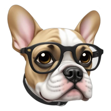 white FRENCH BULLDOG with fashion glasses sticker