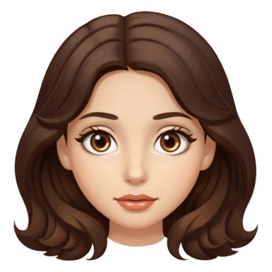 girl with wavy long dark brown hair, brown eyes, light to medium complexion, long lashes, almons shapes eye sticker