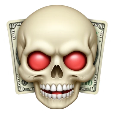 Money White Skull Emoji and Tongue Face sticker