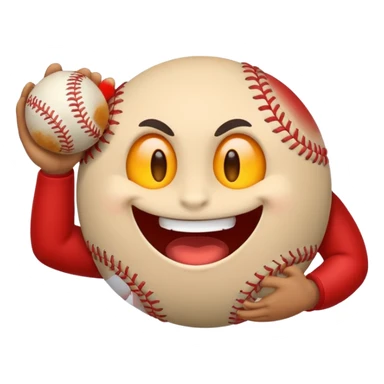 I want a emoji of a emoji with a evil smile throwing a baseball very hard sticker