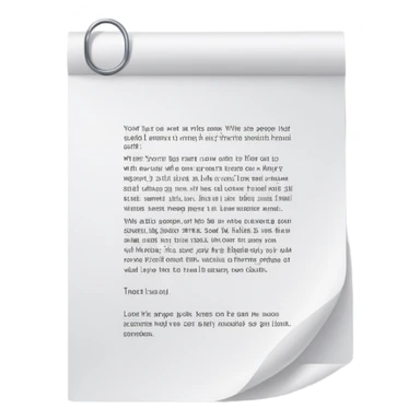 Sheet of paper with text sticker