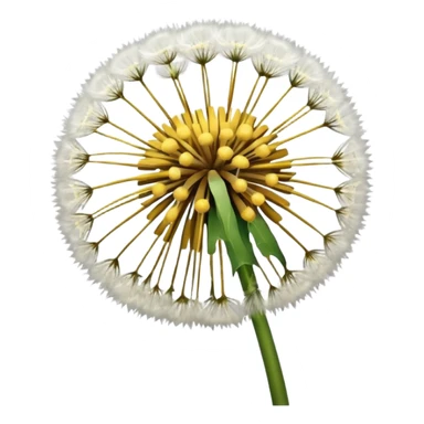 a hyperrealistic dandelion flower with many blow-seeds on it sticker
