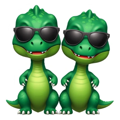 2 t-rex wearing sunglasses in love sticker