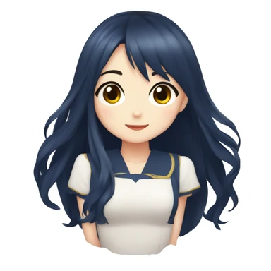 Cute anime girl with navy long hair sticker