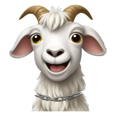 a goat singing with chains and a microphone sticker