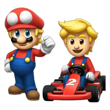 Trump déguisé en Mario dans son kart  sticker
