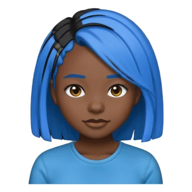 black girl emoji with blue hair and edges in a black shirt  sticker