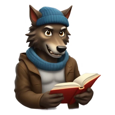 nice werewolf with a beanie reading a book  sticker