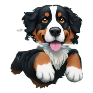 Bernese mountain dog swimming in fjord sticker
