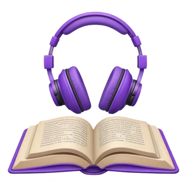 purple open storybook with purple headphones on top sticker
