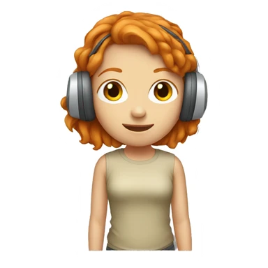 Ginger girl in headphones sticker
