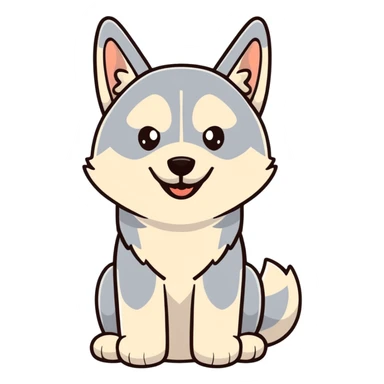 happy light cinnamon colored husky dog, pale tan sticker